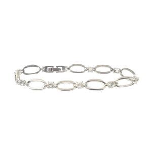 Fashion Costume Bracelet Silver Tone Chain Link with Rhinestones between…